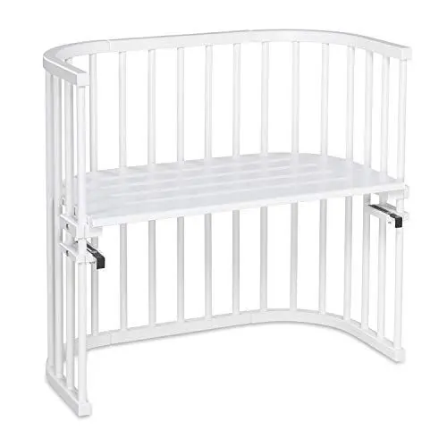Produktbild: babybay Original Beistellbett aus massivem Buchenholz / kompakt & verwandelbar / Kinderbett Höhe stufenlos verstellbar & umweltfreundlich / mitwachsendes Babybett (weiß lackiert)
