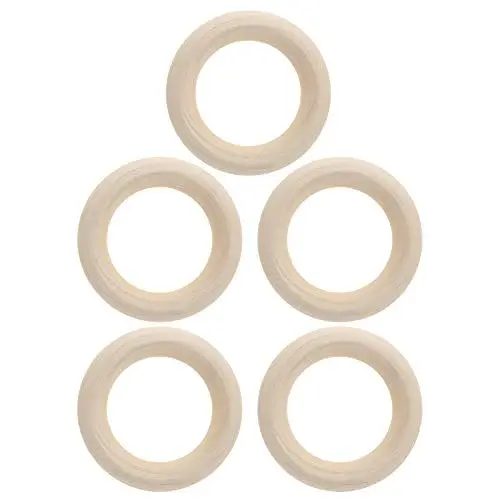 Produktbild: Baby-Beißring aus Holz, organisch, sicher und ungiftig, Holz-Beißring für Babys, glatte Textur, unbehandelte Holzkreise, ideal zur Zahnungshilfe und zum Selbermachen von (60mm)