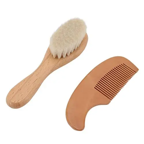 Produktbild: Babybürste, Baby-Haarbürste, Verbundholz und Wolle, Baby-Babybürste und Kamm-Set, Multifunktions-Babybürste und Kamm-Set, Herrenfrisur, Babybadewanne
