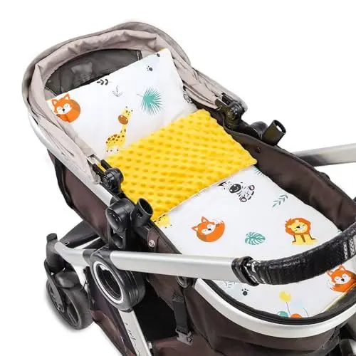 Produktbild: Babydecke Kuscheldecke Baby Decke Winterdecke mit Plüschstoff 75x60 cm + Kissen 35x30 cm - Kinderdecke Blanket Babydecken Kinderwagendecke und Erstausstattung für Neugeborene und Kinder Oeko-Tex