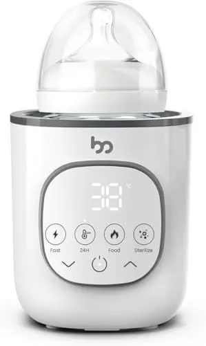 Produktbild: Babyflaschenwärmer für schnelles und gleichmäßiges Erwärmen von Muttermilch, 8 in 1 Multifunktion Baby Flaschenwärmer mit Temperaturregelung und Abschaltschutz für alle Babyflaschen, Eu-Stecker