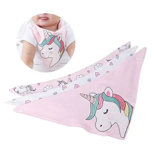 Produktbild: Baby-Lätzchen, 3 Stück, Baumwolle, Baby-Sabber-Lätzchen, Cartoon-Muster, Neugeborenen-Lätzchen, Baby-Lätzchen, Tragbare Sabber- und Zahnungs-Lätzchen für Unisex