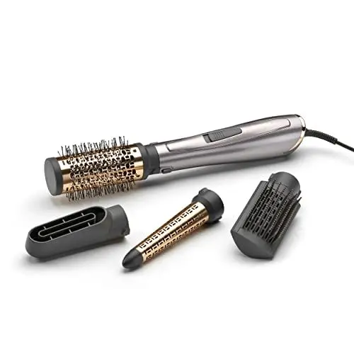 Produktbild: BaByliss Air Style 1000 Warmluftbürste mit 4 Aufsätzen zum Trocknen, Locken, Glätten und für Volumen, Ionen-Technologie für Anti-Frizz-Effekt, Leistungsstarke 1000 Watt Föhnbürste, AS136E