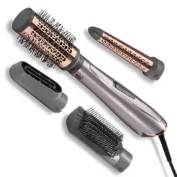 Produktbild: BaByliss Air Style 1000 – All-in-One Warmluftbürste, Volumizer, Glättbürste und Lockenstab, Ionen-Technologie für Anti-Frizz, 4 Aufsätze, Kupfer/Grau, AS136E
