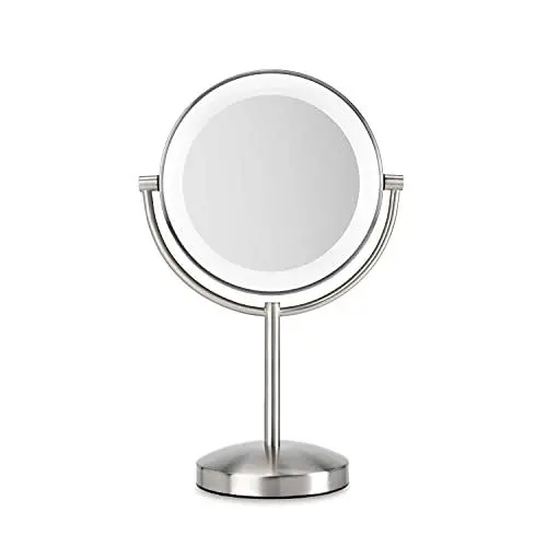 Produktbild: BaByliss Slimline LED Mirror Spiegel mit 1-Fach und 8-Fach Vergrößerung, 9437E Gebürstetes Chrom-
