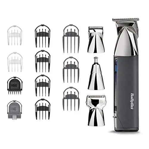 Produktbild: BaByliss Super-X Metal 15-in-1 Multi Trimmer mit 4 magnetischen Aufsätzen und Ladestation, Haarschneider, Trimmer, Rasierer und Nasenhaarschneider in einem, akkubetrieben, MT996E