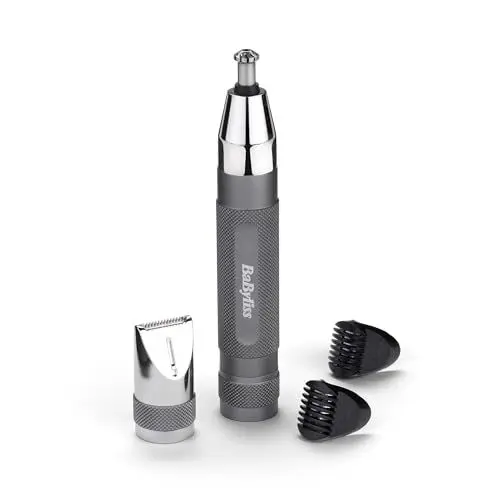 Produktbild: BaByliss Super-X Metal Präzisions-Detail-Trimmer – 3-in-1 Nasen-, Ohren- & Augenbrauentrimmer, 2 Aufsätze, 2 Kammaufsätze, batteriebetrieben – E116E