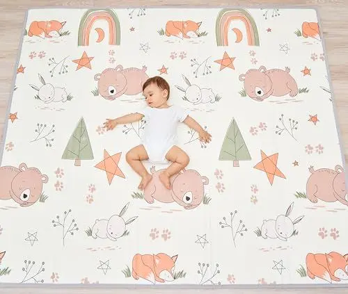 Produktbild: Babymatte Kindermatte Baby Spielmatte 160x180x1cm. Wendefähige und ungiftige Dicke Faltbare wasserdichte Schaumstoff Kinderteppich. Krabbelmatte Spiel-Teppich Bodenmatte Kinder-Matte Geschenk Baby