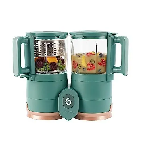 Produktbild: Babymoov Nutribaby Glass Forest Green 4-in-1 Babynahrungszubereiter aus Glas & Edelstahl