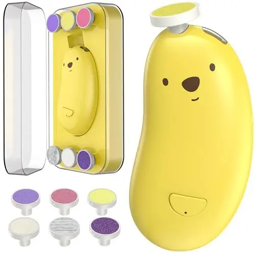 Produktbild: Baby-Nageltrimmer elektrisch, Goard Wiederaufladbare Baby Nagelfeile mit 6 Schleifköpfen und LED-Licht, Sicheres Baby-Nagelfeilen-Set für Neugeborene Kleinkinder Zehen & Fingernägel polieren