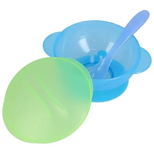 Produktbild: Babyschale, sichere hitzebeständige maschinenwaschbare Babyschale mit Deckel und Löffel für Babys(Blau)