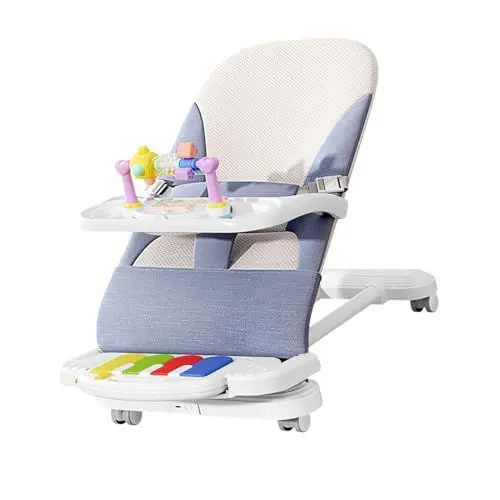 Produktbild: Babyschaukelstuhl, Babyschaukelstuhl mit Abnehmbarem Essenstablett, Babyschaukelstuhl, Universalräder, Fuß- und Klaviermusik