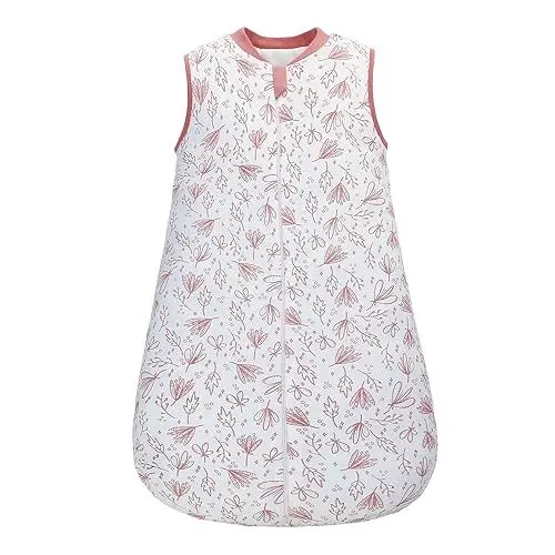 Produktbild: Baby-Schlafsack mit Reißverschluss, 100% Baumwolle für Winter ärmellos Wickeldecke, Schlafsack, Warmer Schlafanzug (Linienpflanzen, L)