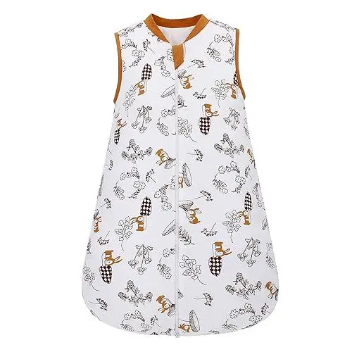 Produktbild: Baby-Schlafsack mit Reißverschluss, 100% Baumwolle für Winter ärmellos Wickeldecke, Schlafsack, warmer Schlafanzug (Hasenpilz, S)