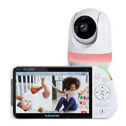 Produktbild: Babysense Babyphone mit Kamera, Ohne WLAN, 5,5-Zoll Video Babyphone 1080p Full HD, 6-Farbiges Nachtlicht, 300m Reichweite, Zwei-Wege-Audio, 4X Zoom, 5000mAh Akku