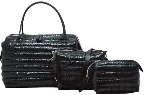 Produktbild: babysi kids club Baby Bag 3 Set Exklusiv Kliniktasche Geburt,Große Baby Diaper Bag Tasche,Sporttasche Damen,Reisetasche Baby,Mommy,Damen, Wickeltasche, Verstellbare (Z8-Black/Quilted)