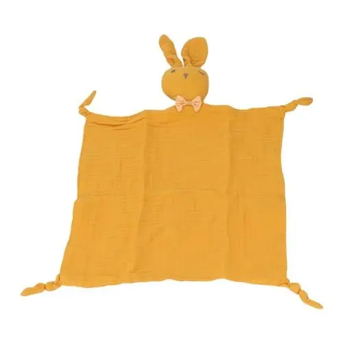 Produktbild: Baby-Sicherheitsdecke, Bequeme Kaninchenform, Niedliche Multifunktionale Baby-Sicherheitsdecke, Stimuliert die Sensorische Entwicklung, Baumwolle für Mädchen (Kurkuma)