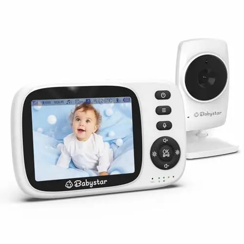 Produktbild: Babystar Babyphone mit Kamera, 3.2 Zoll Video-Babyphone Wireless, Nachtsicht, Temperaturüberwachung, Zwei Wege Audio VOX Modu, 2100mAh Wiederaufladbar, 2.4 GHz Babyphone ideal für Eltern