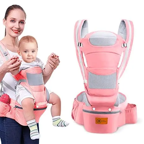 Produktbild: Babytrage Neugeborene mit Hüftsitz 3in1 Babytrage Ergonomisch Atmungsaktiver und weicher Babybauchtragen für Baby 0-36 Monate, Babyrückentragen 0-18Kg