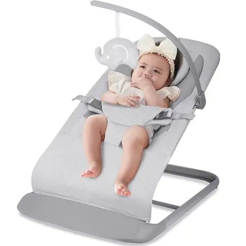 Produktbild: Babywippe, Ergonomischer Baby Wippe für Babys mit 3 Liegepositionen, Tragbarer Baby Bouncer, Netzdesign-Wippen für Säuglinge, Wippe Baby für 2-9kg, 0-6 Monate