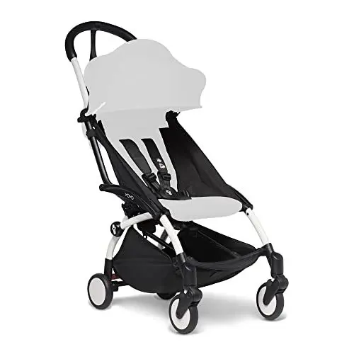 Produktbild: BABYZEN YOYO2 Kinderwagengestell, White - Textilset nicht inbegriffen - Kommt mit 5-Punkt-Gurt, mehrfach verstellbarer Rückenlehne, Verdeckbügel, Schultergurt und schützender Aufbewahrungstasche