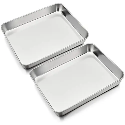 Produktbild: HaWare Backblech, Edelstahl Kleine Auflaufform Fettpfanne Ofenform Backofen 2er Set, Rechteckige Tiefes Ofenblech Kuchenblech zum Backen/Braten/Servieren, Ungiftig & Gesund, Spülmaschinenfest