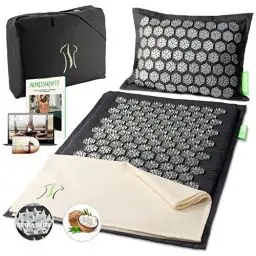 Produktbild: BACKLAXX ® Akupressurmatte mit Kissen für Fortgeschrittene (extreme Stimulation), Tuch und Tasche, Akupunktur Matte mit Stacheln zur Massage, Entspannung von Nacken und Schulter, Massagematte Rücken