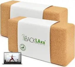 Produktbild: BACKLAXX ® Yoga Block 2er Set aus Kork - 100% nachhaltiger Yogablock, perfektes Yoga Zubehör und Pilates Zubehör, 2 Yoga Blöcke als Yoga Set inkl. Anwendungsvideos, Yogablock 2er Set, Yogablöcke