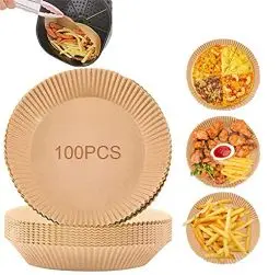 Produktbild: Backpapier Air fryer Rund, 100 Stück Antihaft-Einweg-Luftfritteusen Pergamentpapier für Heißluftfritteuse Bratpfanne Ofen Bratpfanne, Backpapier für Heißluftfritteuse(6.3IN)