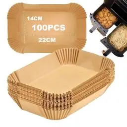 Produktbild: Backpapier für Heißluftfritteuse, 100 Stück für Ninja Airfryer AF400EUCP, AF300EU, AF400EU, SL400EU und Anderen Dual Zone Heißluftfritteuse
