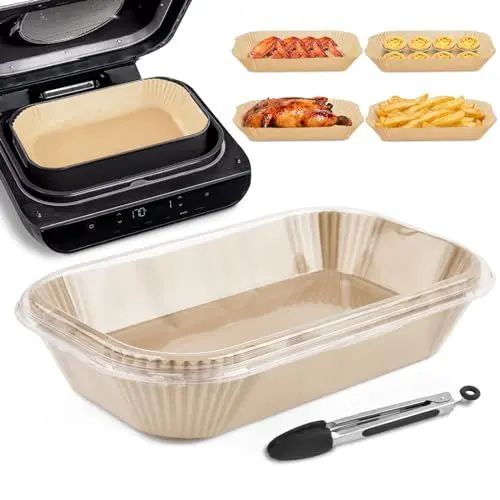 Produktbild: Backpapier für Heißluftfritteuse, BROTOU 125pcs 29.1 x 14,8 CM Rechteckig Antihaft Airfryer Backpapier Kompatibel Ninja Foodi MAX Health Gril AG551EU/ FG551