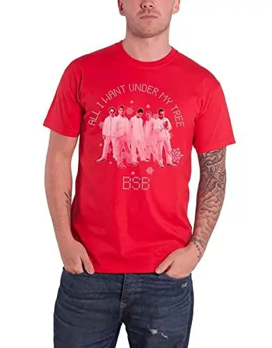 Produktbild: Backstreet Boys T Shirt All I Want Xmas Band Logo Nue offiziell Herren Rot S
