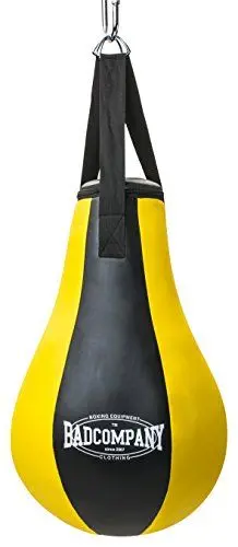 Produktbild: Bad Company Boxbirne I Vinyl Punching-Ball Maisbirne gefüllt (15 kg) hängend inkl. Nylon-Aufhängung zur Deckenbefestigung I Gelb