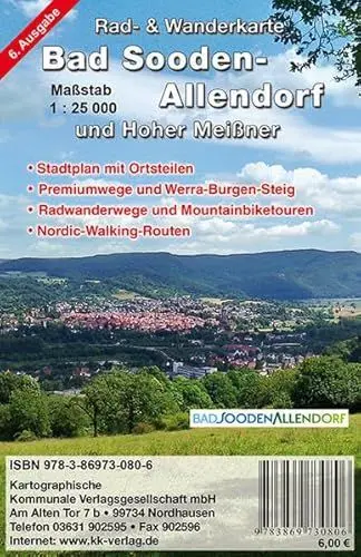Produktbild: Bad Sooden-Allendorf und Hoher Meißner: Rad- und Wanderkarte mit Stadtplan (Reiß- und Wetterfest): Stadtplan mit Ortsteilen. Premiumwege und ... und Mountainbiketouren. Nordic-Walking-Routen