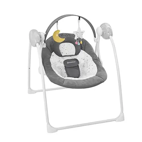 Produktbild: Badabulle Komfort-Moonlight elektrische Babywippe und Babyschaukel, mit 3 Schaukelgeschwindigkeiten, Timer und 8 Melodien