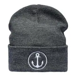 Produktbild: Baddery (A) Strickmütze - Anker - Unisex Mütze für Herren und Damen - Seemannsmütze Geschenk für Segler - Docker Trawler Fischer Beanie (One Size - Grau)