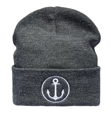 Produktbild: Baddery (A) Strickmütze - Anker - Unisex Mütze für Herren und Damen - Seemannsmütze Geschenk für Segler - Docker Trawler Fischer Beanie (One Size - Grau)