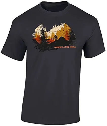 Produktbild: Baddery Fahrrad T-Shirt Herren : Downhill is My Thrill - Mountainbike Shirt (Mouse Grey XL)