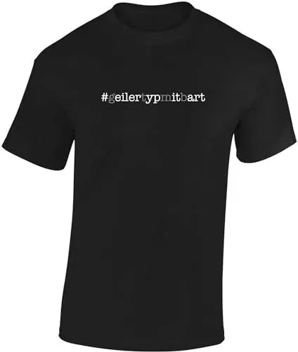 Produktbild: Baddery Fun Tshirt Herren - Geiler Typ mit Bart - Männer T-Shirt geilertypmitbart - Bartträger Barbier Vollbart Echter Mann Shirt (Schwarz XL)