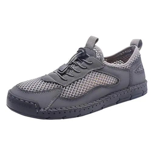 Produktbild: Badelatschen Herren 46 OrthopäDische Pantoletten Outdoor-Sportschuhe für Herren für den Außenhandel, lässige, rutschfeste Wanderschuhe, atmungsaktive Espadrilles Herren Leichte Loafer (Grey, 46)