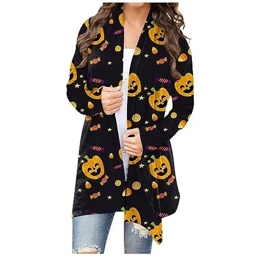 Produktbild: Bademantel Damen Sommer Cardigan Women Langarm Tunik Taillierte Longtops Strand Cartoon Basic Polyeste Cardigan Women'S Winddicht Wintern Crewneck