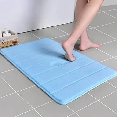Produktbild: Badematte, Memory-Schaum, extra saugfähig, rutschfest, schnell trocknend, maschinenwaschbar, mit Gummi-Unterseite, 50 x 80 cm, Blau