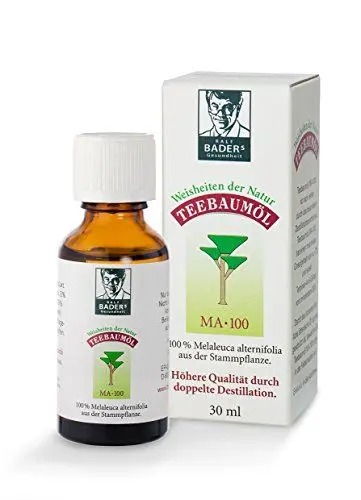 Produktbild: BADERs Teebaumöl. Der Klassiker aus der Apotheke. Doppelt destilliert. Desinfizierend. 100% australisches Melaleuca alternifolia (30 ml)