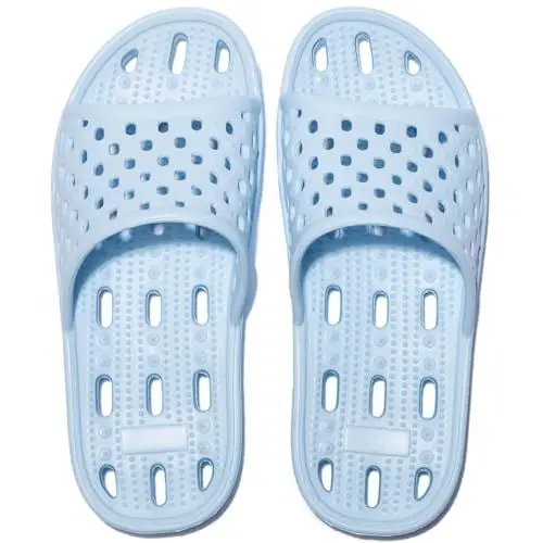Produktbild: Badeschlappen Damen Herren rutschfeste Badelatschen Schnell Trocknende Duschhausschuhe Badeschuhe Sommersandalen Unisex Blau 40 EU Weit