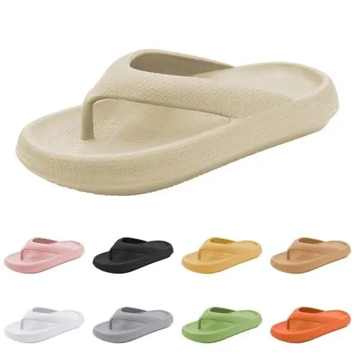 Produktbild: Badeschuhe Damen Herren Badeschlappen rutschfest Hausschuhe Badelatschen Pantoletten Sommer Cozy Schlappen Dickere Sohle Zehentrenner Superweiche Flip Flops Wolken Sandale Bathing Slippers