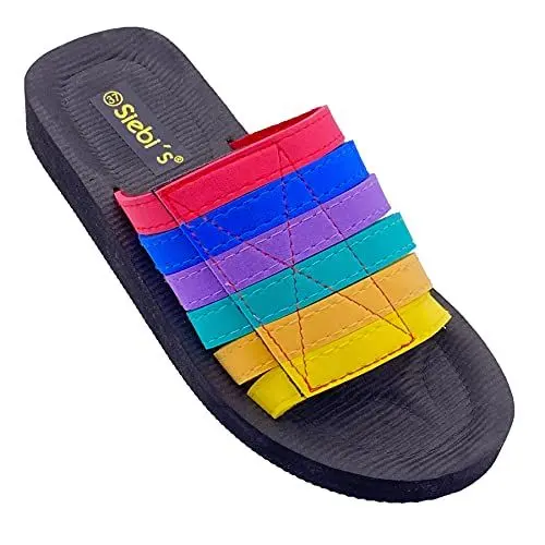 Produktbild: Siebi's Badeschuhe Damen - Beach Klett - Badepantolette Frauen komfortabel und leicht - fällt klein aus !! Ergonomische Innensohle (multi, numeric_42)