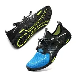 Produktbild: Badeschuhe Herren Damen Barfußschuhe Wasserschuhe Schwimmschuhe Strandschuhe für Surfen,Tauchen,Bootfahren,Gymnastik Fitness (19 Schwarz Blau, 45EU)