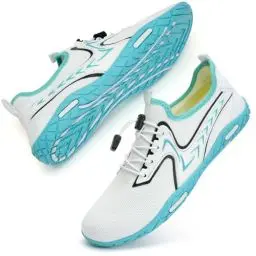 Produktbild: Badeschuhe Herren Damen Barfußschuhe Wasserschuhe Schwimmschuhe Strandschuhe für Surfen,Tauchen,Bootfahren,Gymnastik Fitness (91 weiß blau, 39EU)