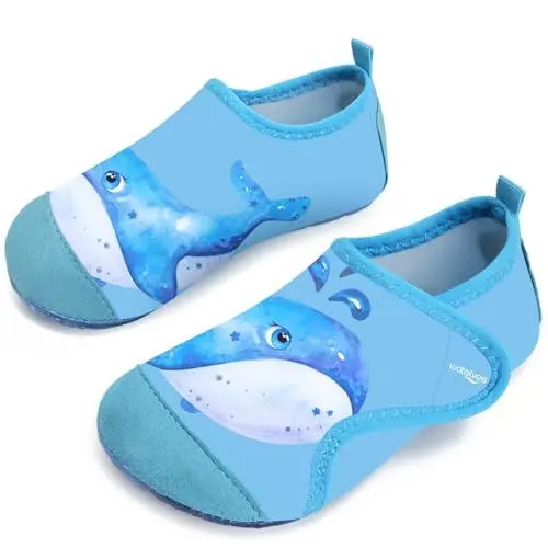 Produktbild: Badeschuhe Kinder Strandschuhe Schwimmschuhe Jungen Baby Wasserschuhe Schnell Badesoken Aquaschuhe Trocknend Barfuss Schuhe（Wale SkyBlue 24/25）