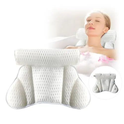Produktbild: Badewannenkissen Nacken,4D Mesh Badekissen für Badewanne Weich Schnelltrocknend mit 6 Saugnäpfen,Atmungsaktiver Nackenkissen Badewanne Tragbar für Home Spa und Badewannen Stützt Kopf,Nacken,Schultern